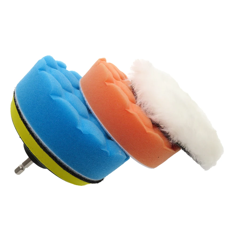 4 Pcs 4 인치 연마 패드 버핑 양모 스폰지 패드 100mm 세척, 전기 드릴 자동 연마기 용 M10 어댑터와 왁싱