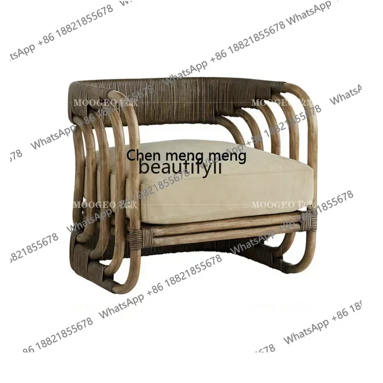 

X Rattan Furniture Leisure Sofa Rattan Chair Single-Seat Sofa Chair B & B Retro Outdoor Rattan SofaA