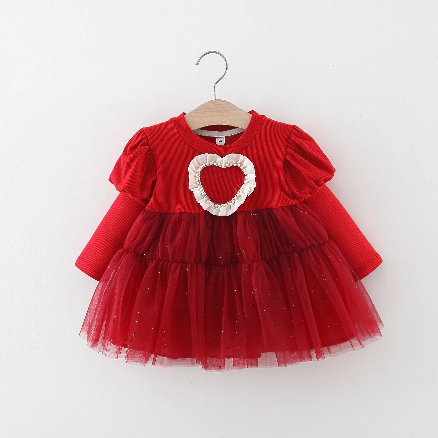 Spring fall toddler Girls' Baby Clothes pearl Love Tutu Dresses dress for Girls' Baby Clothing infant Christmas Dress costume