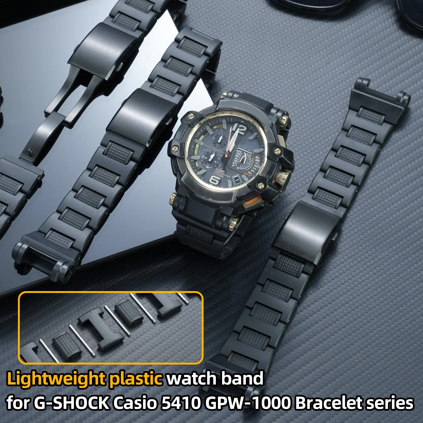 

GPW1000 Легкий пластиковый ремешок для часов G-SHOCK Casio 5410 GPW-1000, серия браслетов, модифицированный мужской черный ремешок, аксессуар.