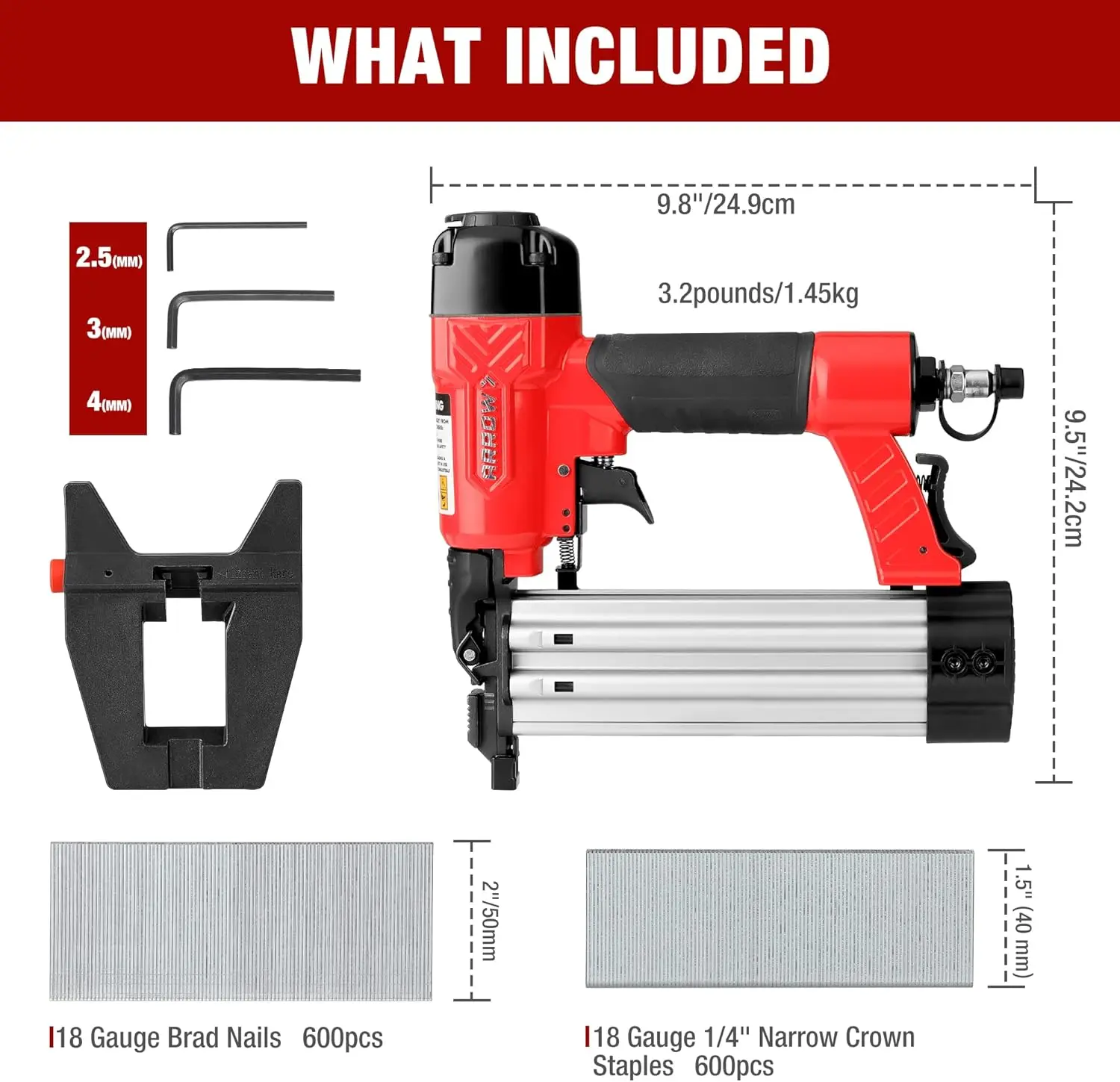 Arrow 4-In-1 Pneumatic 18 Gauge Flooring Stapler/Nailer, Oil-Free Mini 18 Ga Pneumatic Flooring Staple Gun/Nail Gun With 1200