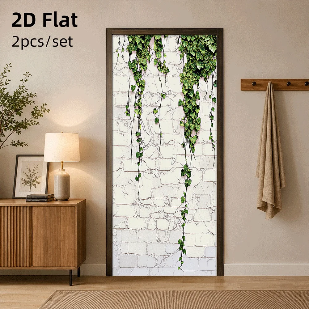 1 piece of simulated ivy door sticker self-adhesive vine decoration suitable for indoor and outdoor wall 2D flat surfaces