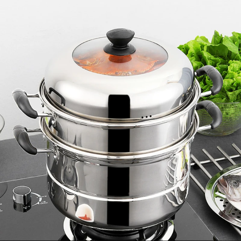 Induction Cooker Boilers Stainless Steel Multifunction Gas Stove Steamer Pot Couscous Rice Noodle Cookware Steamer for Food