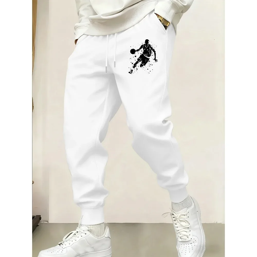

Basketball Boy Print Casual Basics Sportpants Man Warm Soft Britches Comfy Street Long Pant Pocket Fleece Sweatpant Sport Pamts
