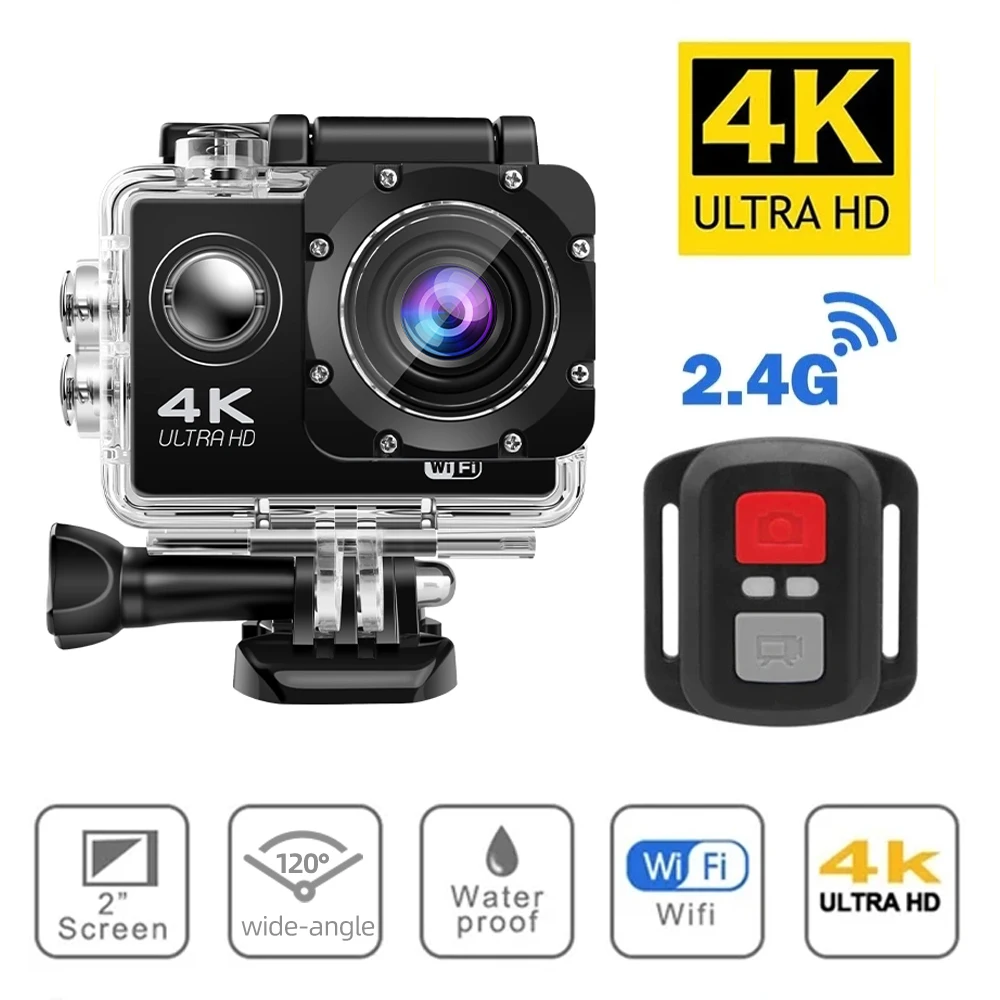 Экшн-камера 4K, 1080P/30 кадров в секунду, Wi-Fi 2,0 дюйма, 170D, подводная водонепроницаемая камера для записи видео на шлеме, спортивные камеры, уличная мини-камера