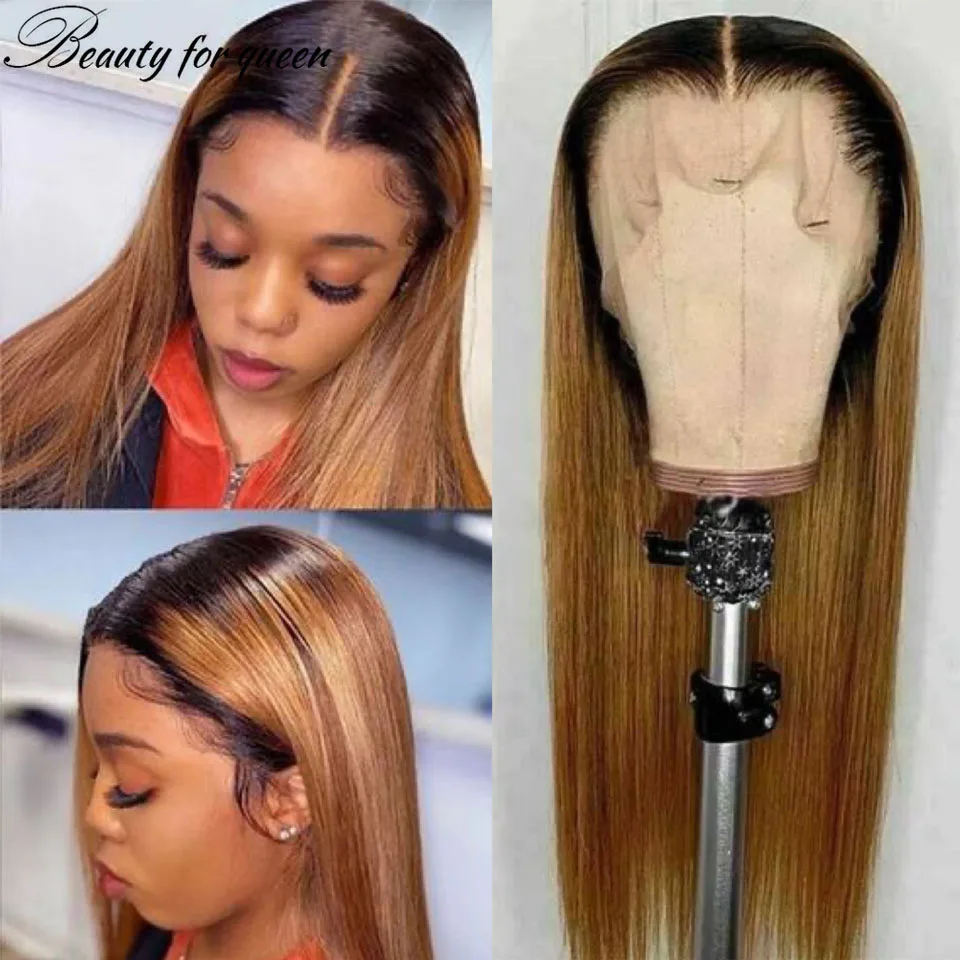 

Brazilian Human Hair Wig Colored 1B Brown Long Straight Cosplay Transparent 13x4 Lace Frontal Wigs For Women Wear And Go