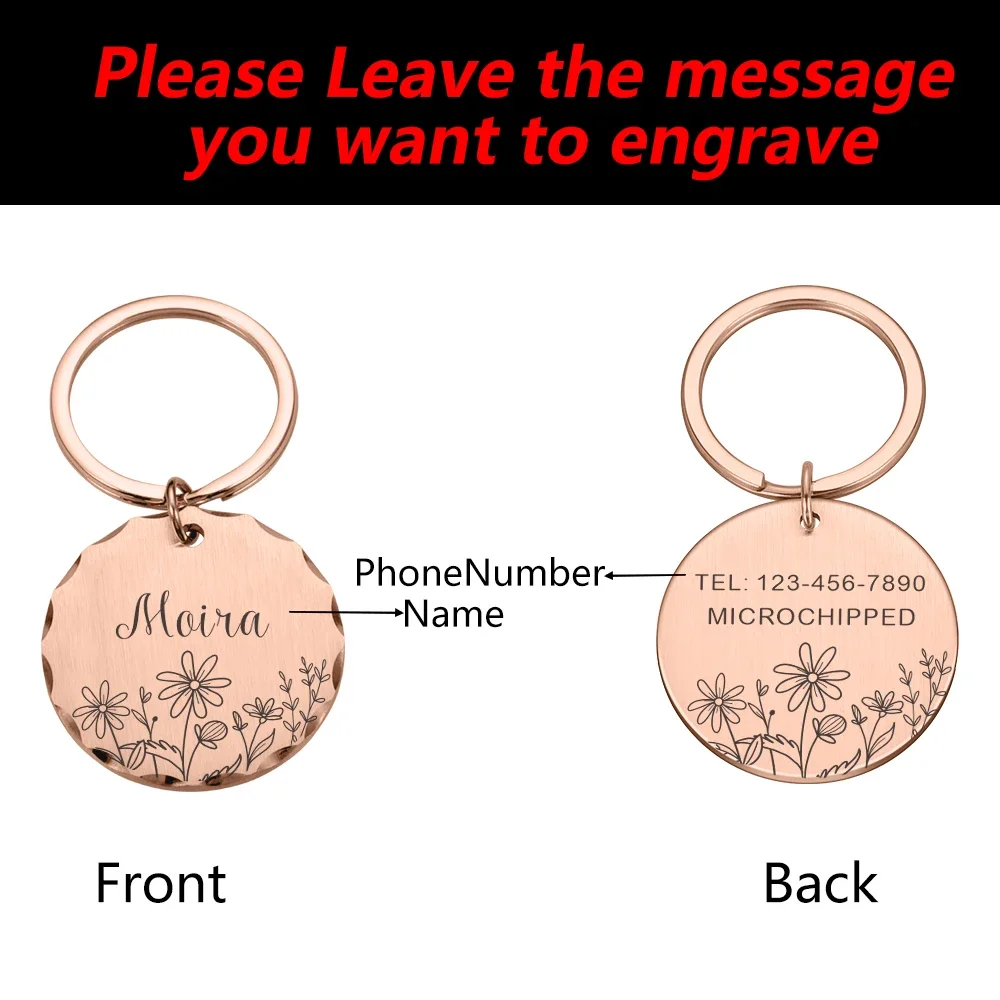 Personalized Dog Plate Cat ID Tag Engraved Collar Accessories Customized Puppy kitten Collar Pendant Jeweled Key Anti-lost Tags