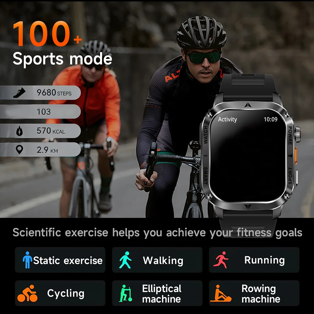 2025 ใหม่ SmartWatch 2.01 'ขนาดใหญ่ Full Touch Screen ไฟฉาย LED เลือดออกซิเจน Health Monitor Men Smartwatches 170 + กีฬา Tracker