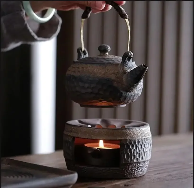 Japanese Stoneware Handmade Teapot Warmer Ceramic Retro Tea Candle Holder Kettle Stove Kung Fu