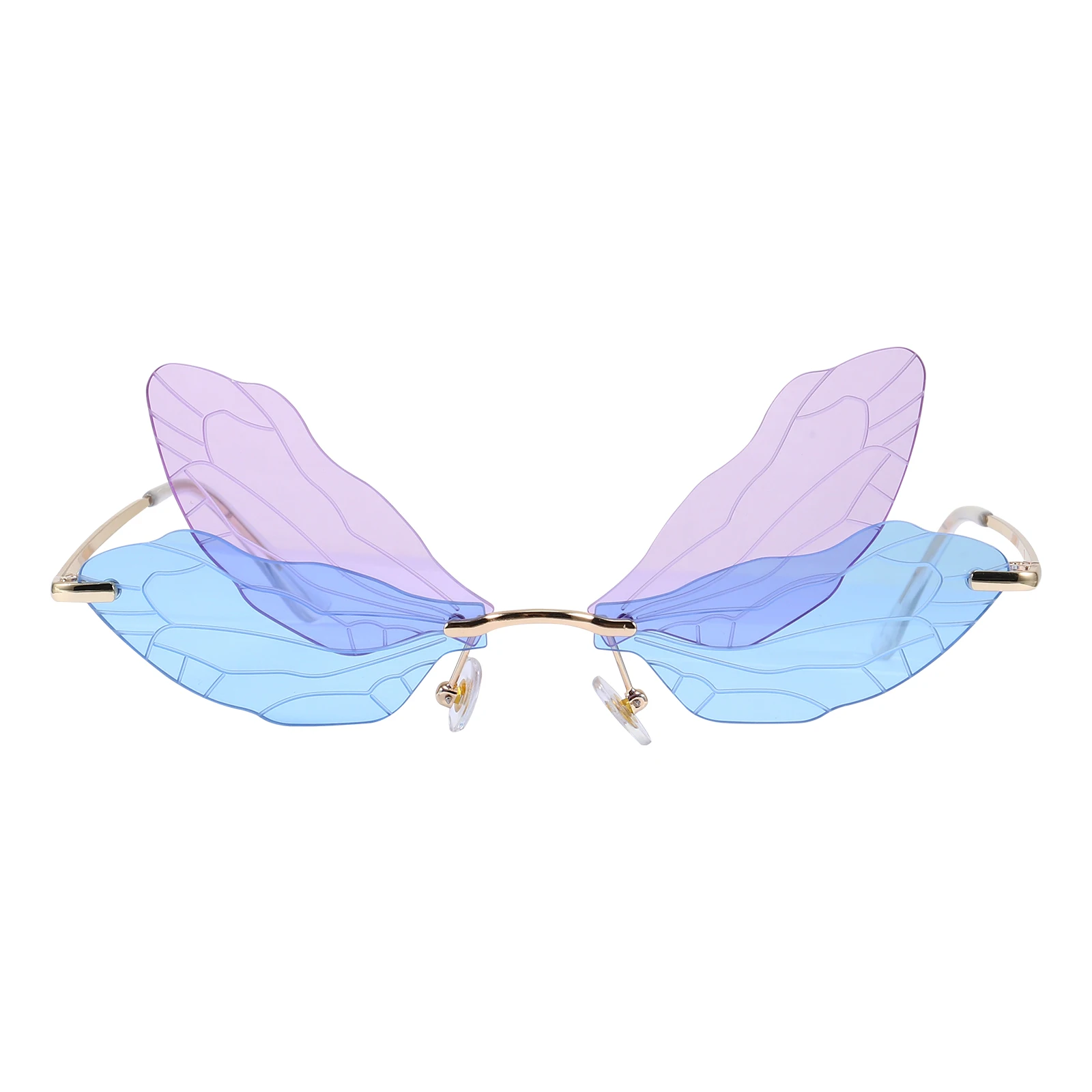 

Sunglasses Women Dragonfly Wing Shape Blue PC Metal Nose Free Design Irregular Rimless Fashion Gifts Birthday Christmas