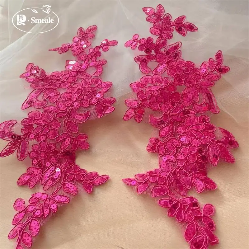 20 Stück/10 Paare. 17 Farben Spitzenborte mit glänzenden Pailletten und verspiegelten Blumen. Hochzeitskleid, Hochzeitsschuhe, Kopfschmuck, DIY-Nähzubehör. – Detail 9