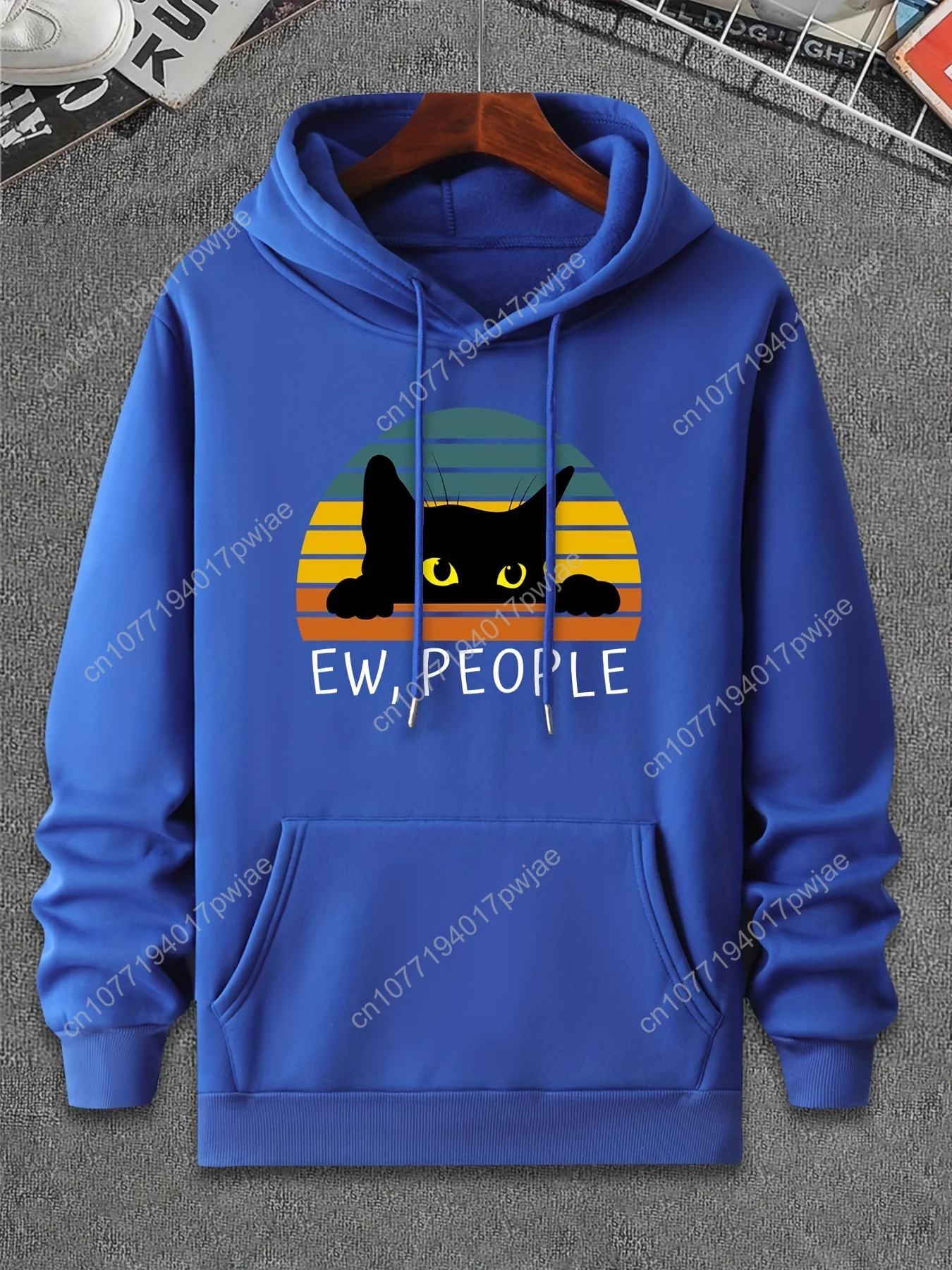 Active Hoodies Leisure Hoodies With Black Cat And Color Stripe