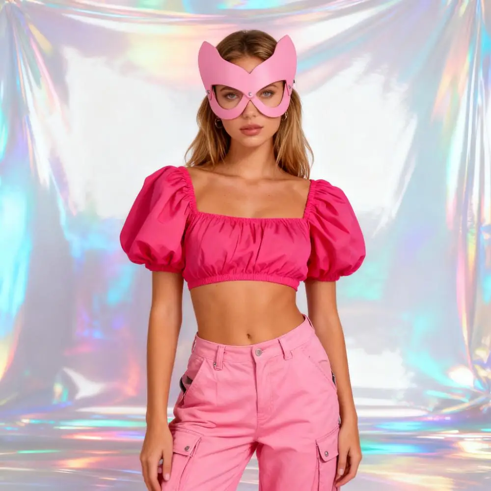 Women Leather Masks Masquerade Party Mask, Fashion Cosplay Role-playing Mask Punk Party Half Face Mask
