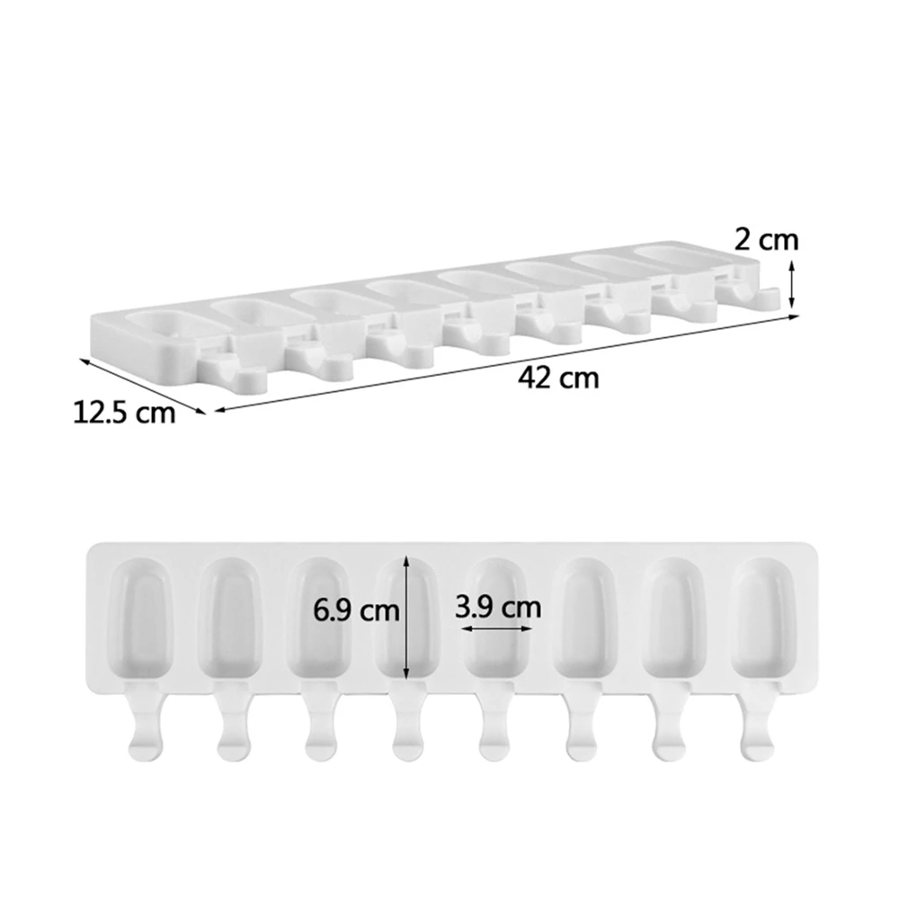 4/8-Cavity Baking Mini Ice Cream Molds,Silicone Popsicle Molds Cake,Cakesicle Mold for DIY  Pops Oval  Production Tools