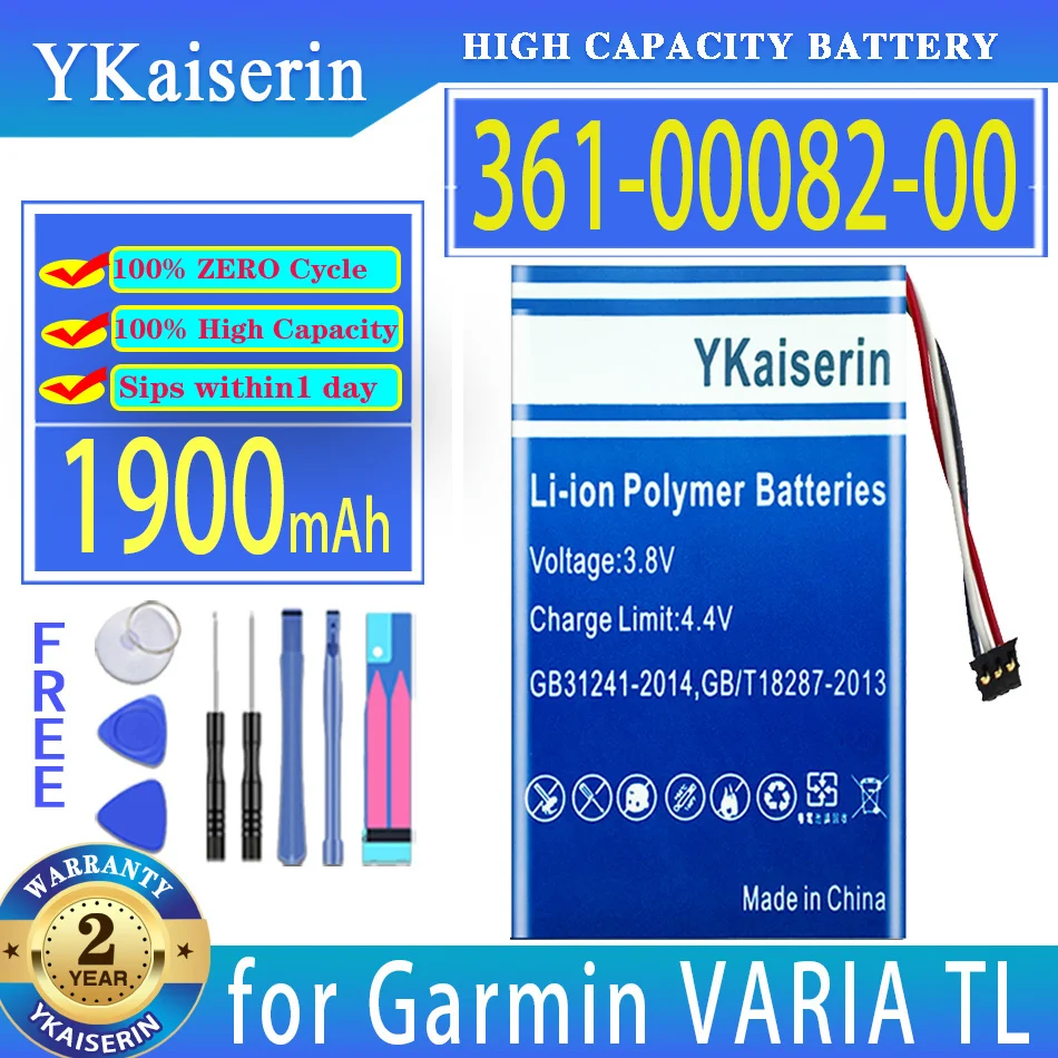 

Запасной аккумулятор ykaisсеребрин 1900 мАч 361-00082-00 для Garmin VARIA TL