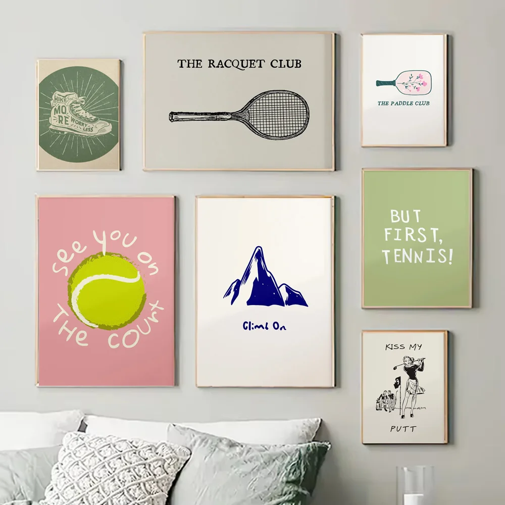 Mode Tennis Klettern Sport Kunst Wand Kunst Tennis Golf Bergsteigen Schuhe Lustige Druck Leinwand Malerei Hause Sport Decorati
