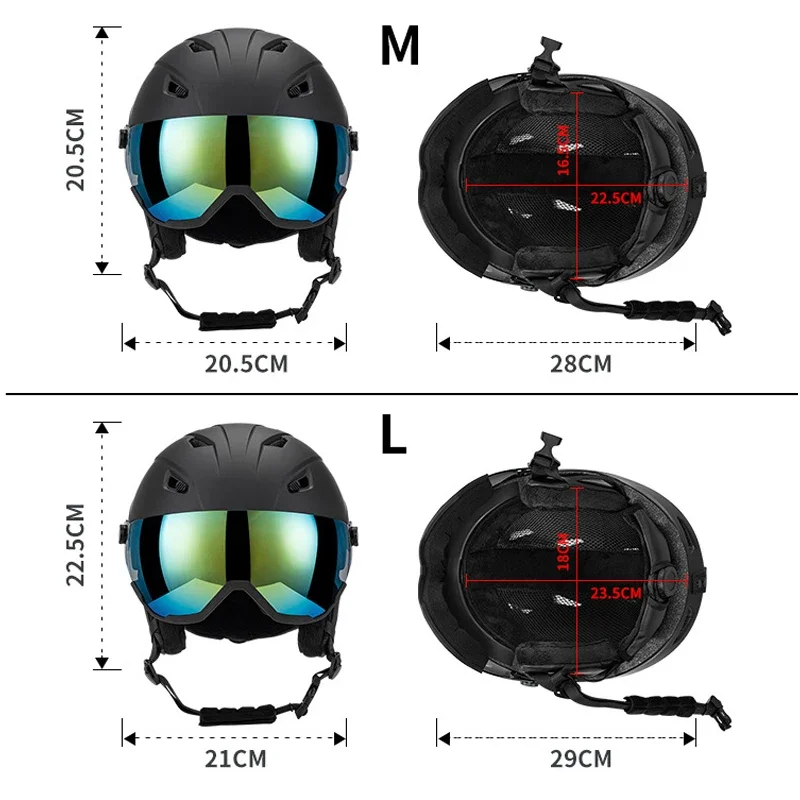 Capacete integralmente moldado com óculos, Capacete de esqui feminino, Snowmobile e Skate, esporte ao ar livre, homens e mulheres