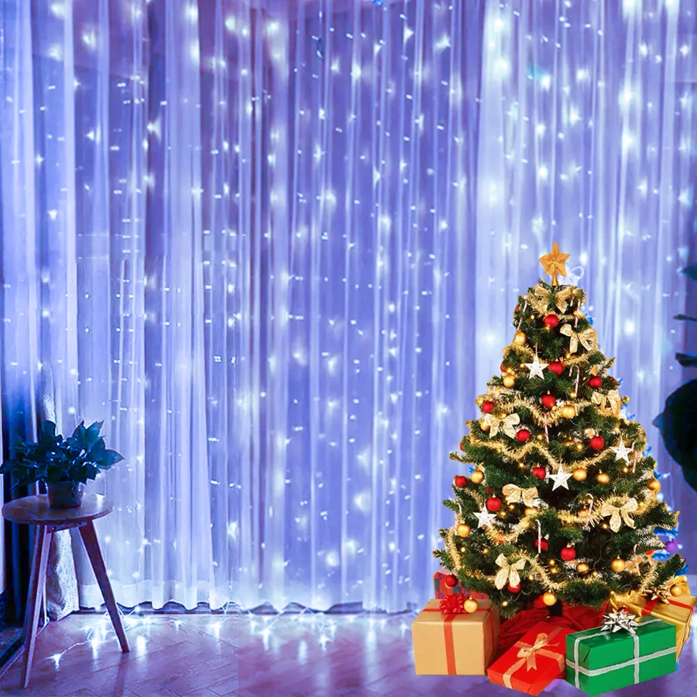 USB LED 3/6 متر الستار سلسلة أضواء 8 طرق التحكم عن بعد الزفاف الجنية جارلاند أضواء لغرفة النوم زينة عيد الميلاد للمنزل