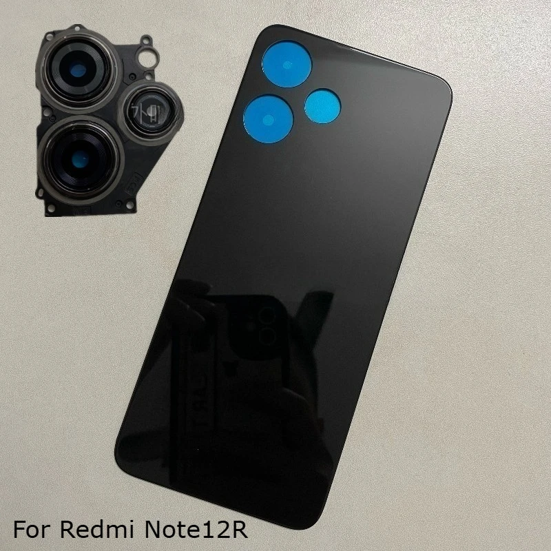 For Redmi 12 5g 23076RA4BC Back Glass Battery Cover with Camera Lens Rear Door Housing Case