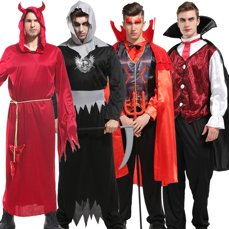 Halloween Male Vampire Cosplay Costume with Shirt/ Pants/ Vest/ Cloak，Men's Carnival Party Devil Dress Up