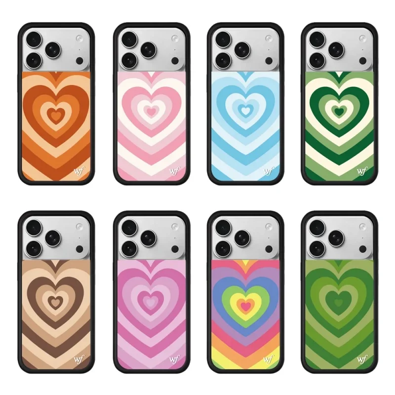 

Wildflower Rainbow Colorful Love Heart Phone Case for iPhone 17 12 13 14 15 16 Pro Max Plus Cartoon candy color Lovers wf Cover﻿