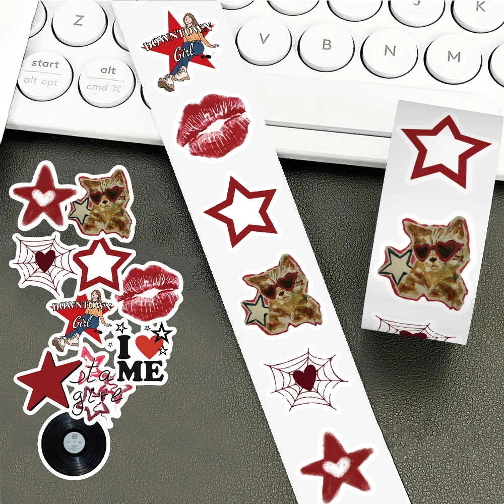500pcs/roll Cool Downtown Y2K Girls Stickers Aesthetic Motorcycle Phone Car Skateboard Laptop Waterproof Sticker Decal Kids Toy