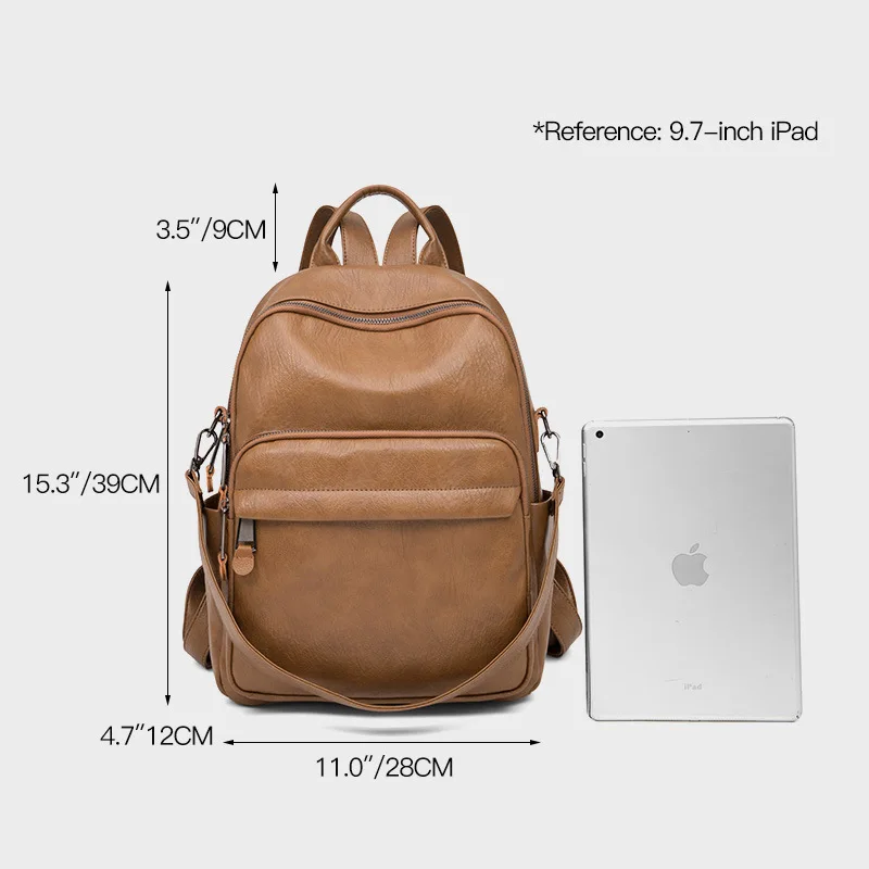 2024 Trend: Soft Leather Outdoor Backpack, Short Distance Travel, Multiple Pockets, Large Capacity, Lightweight, Simple Backpack