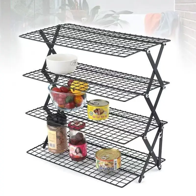 3/4-Tier Upgraded Collapsible Cooling Rack with Adjustable Design Stackable Roasting Cooking Drying Wire Cooling Rack for Baking