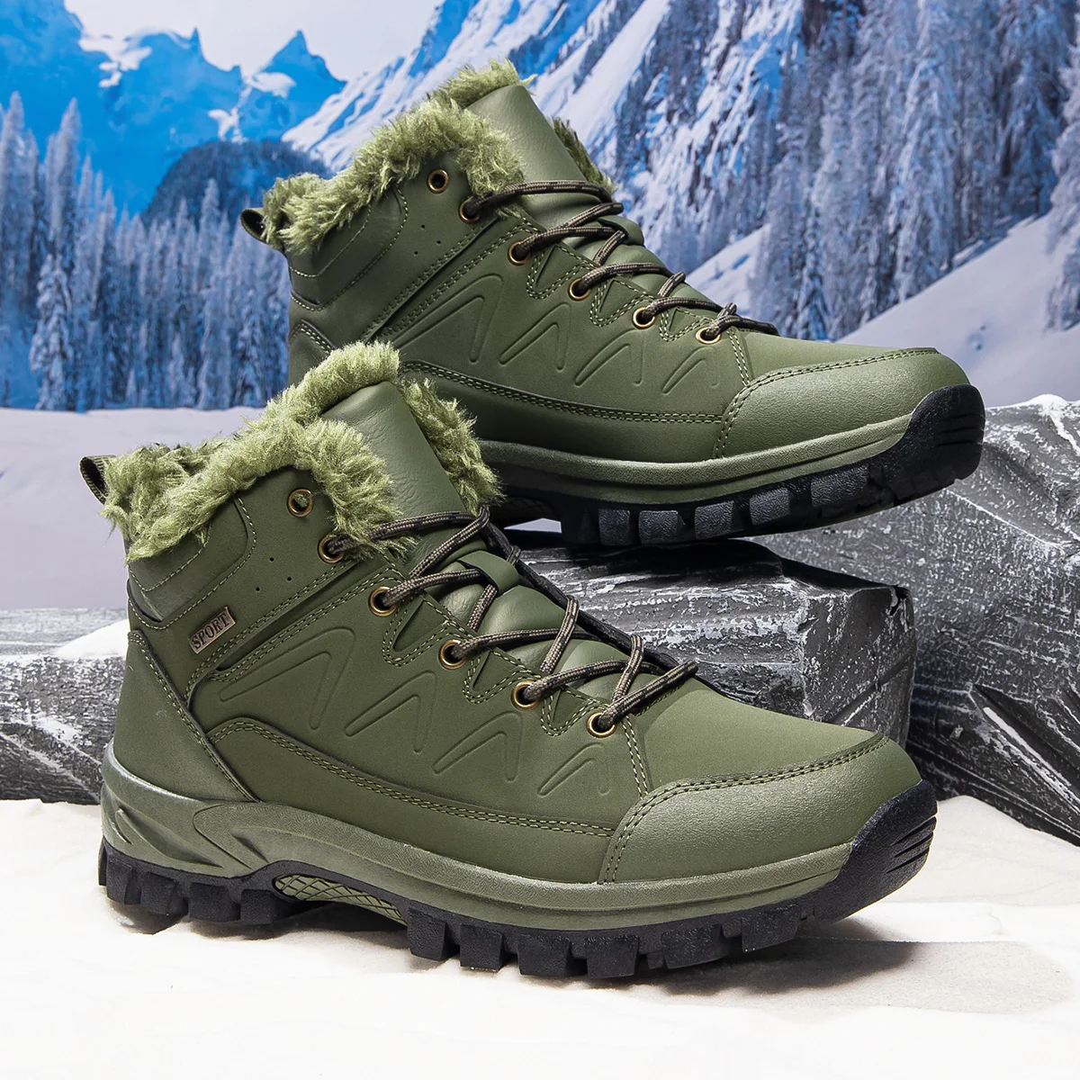MAIJIAKA Outdoor Men Hiking Boots Work Shoes Winter Men Boots Warm Men's Snow Boots High Quality Leather Waterproof Men Sneakers