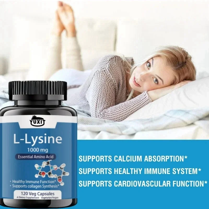 LLysine 1000 มก. 120 เม็ดช่วยเพิ่มการดูดซึมการสะสมสําหรับผิวหนัง Lip Integrity Collagen Support