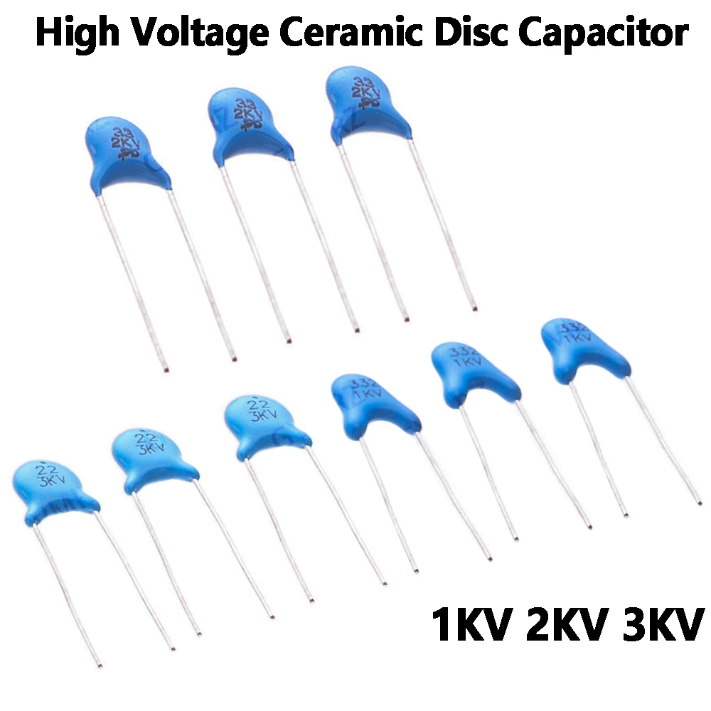 20PCS 22PF 220PF High Voltage Ceramic Disc Capacitor 1KV 2KV 3KV Radial Lead Multiple Capacitance Options 22NF 10PF 22PF 220PF