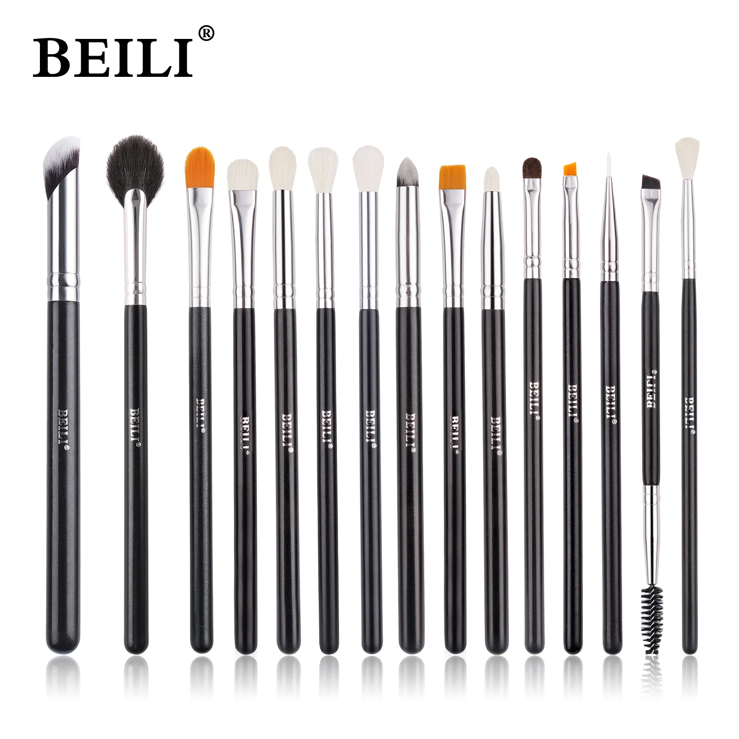 BEILI Makeup Brushes Set 15pcs Professional Makeup Tools Eyebrow Eyeshadow Blending Eyeliner Eyelash Eyes Make Up Brush Kit