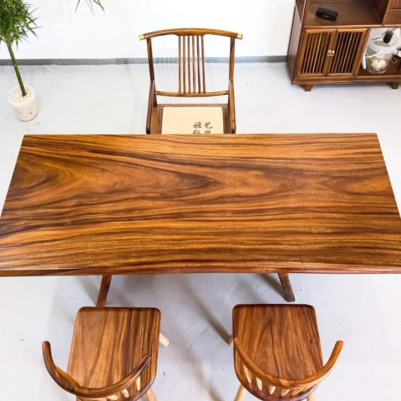 Walnut log tea table Solid wood office large board tea table Designer simple and advanced