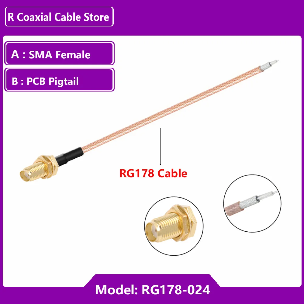 1 قطعة PCB ضفيرة إلى RP SMA ذكر SMA أنثى مستقيم 90 درجة محول RF محوري RG178 كابل ضفيرة واي فاي هوائي تمديد