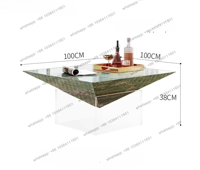 

Italian minimalist square high-end design acrylic suspended coffee table living room light luxury high-end sense