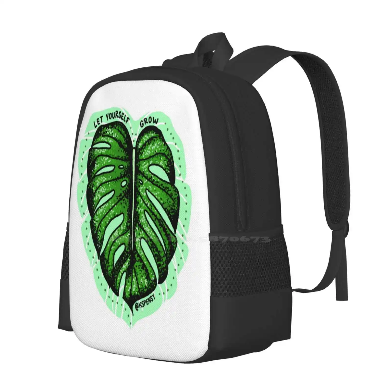 Let Yourself Grow Hot Sale Schoolbag Backpack Fashion Bags Monstera Leaf Nature