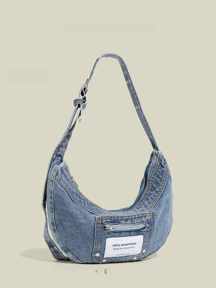 

CAPIE & KURI корейская джинсовая сумка для пельменей, женская большая вместительная универсальная сумка через плечо на одно плечо