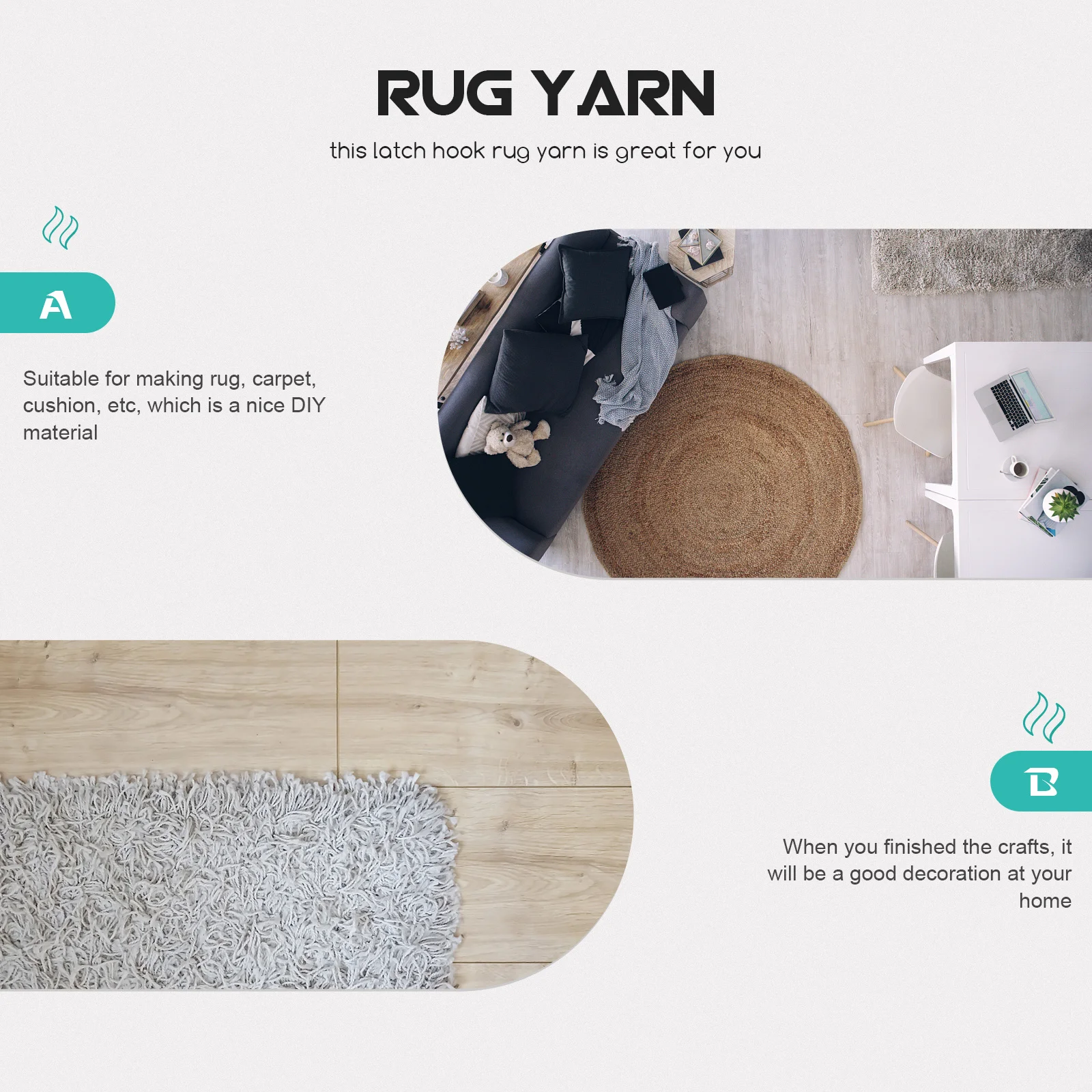 

10 Rolls Embroidery Carpet Cloth Acrylic Based Yarn for Knitting Crochet Rug Making Handicrafts Home Interior Decor