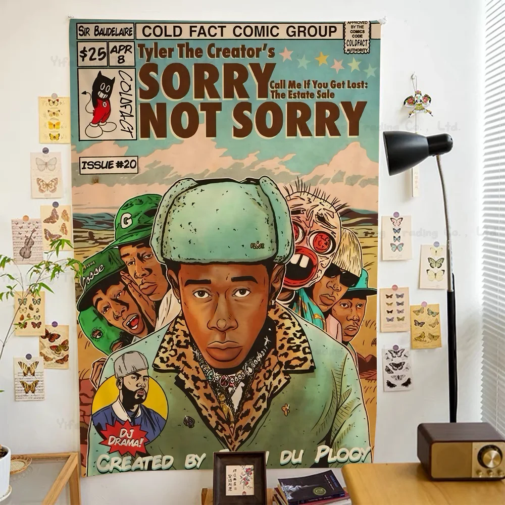 مغني الراب تايلر الخالق الرسم البياني نسيج الفن الخيال العلمي غرفة ديكور المنزل رخيصة الهبي الجدار الشنق