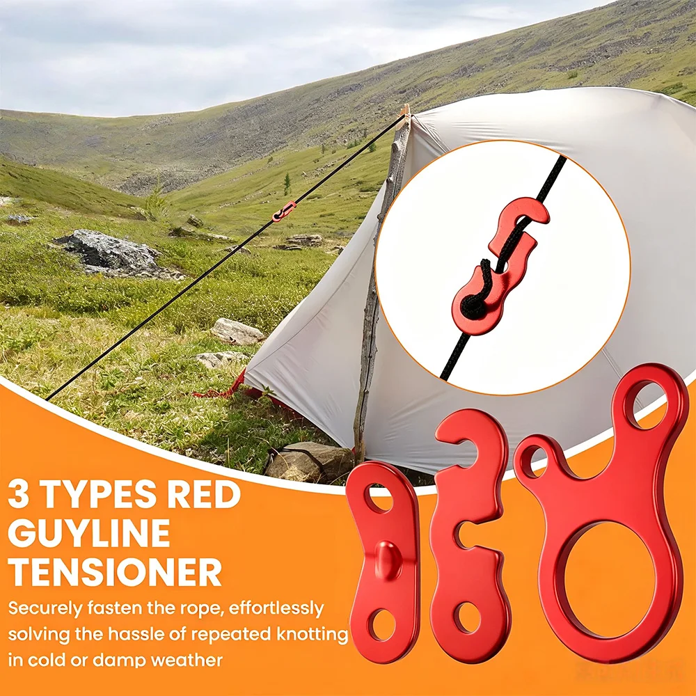 30Pcs Camping Tent Rope Fastener Guyline Tension Awning Cord Line Adjuster Tent Accessories Rope Tightening Stopper Buckle