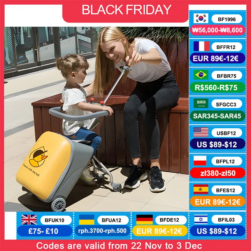 New Kids Luggage Can Sit to Ride Password Box Lazy Man Trolley Travel Bag Cute Cartoon Walking Baby Artifact Boarding Suitcase