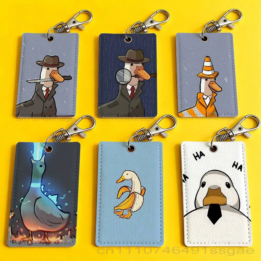 

Cartoon Cute Goose Duck Badge Holder Keychain For Bank Business Work Card Holder Student Card Protective Case Bus Card
