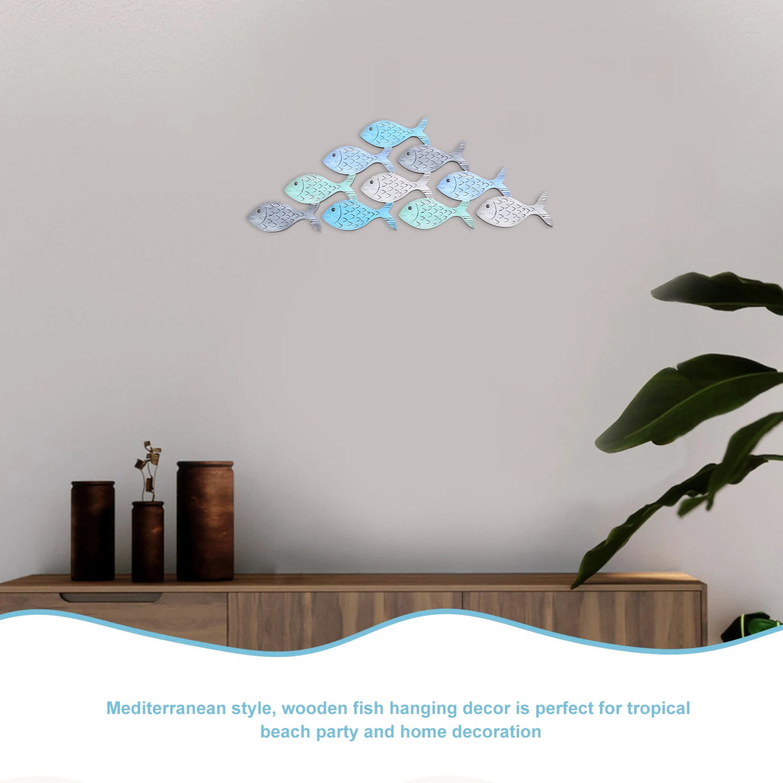 

Wooden Fish Wall Decor Handcrafted Mediterranean Style Bathroom Beach Theme Nautical Hanging Ornament Home Accessories