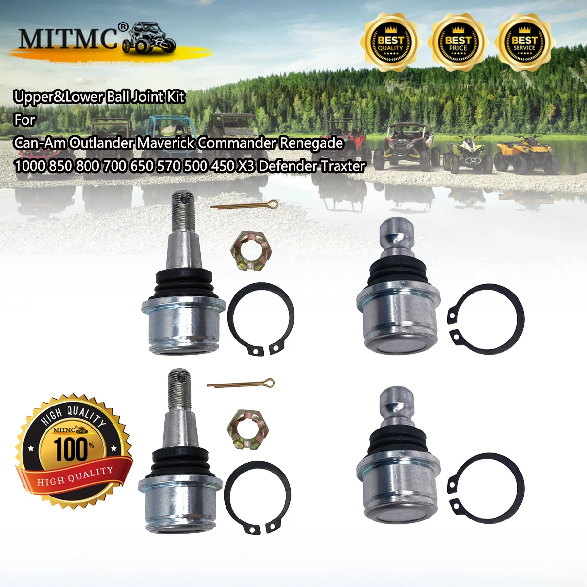 

Комплект верхнего и нижнего шарового шарнира для Can * Am Outlander Maverick Commander Renegade 1000 850 800 700 650 570 500 450 X3 Defender Traxter