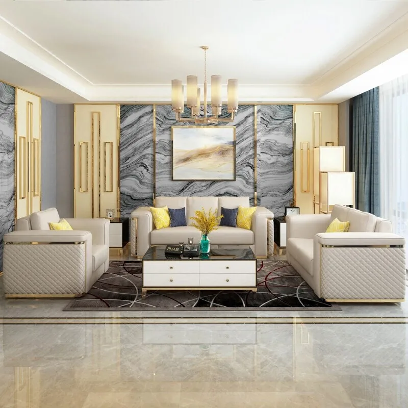#Light Luxury Three-seat Combination Sofa High-end Contemporary Apartment-Friendly Customizable Living Room Sofa