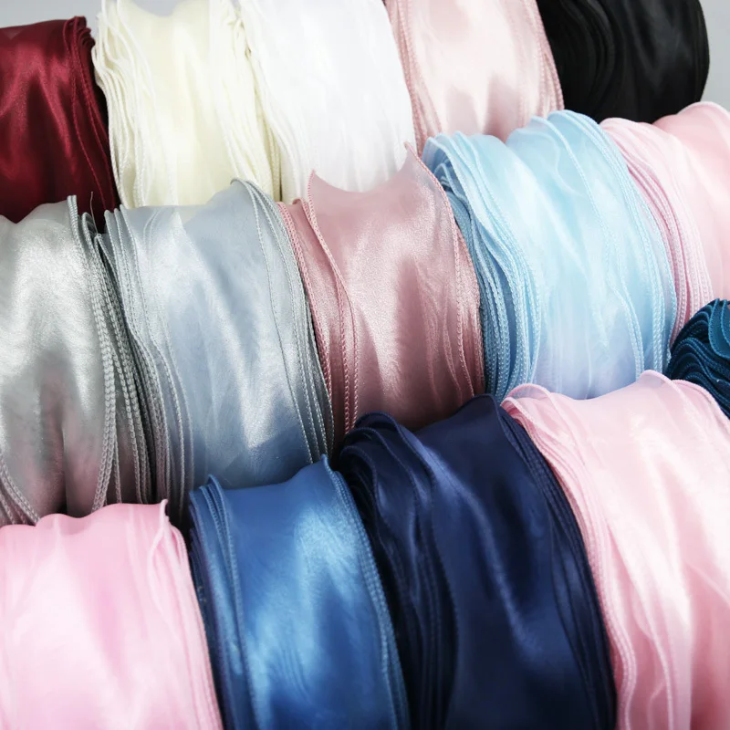 50mm Width Wave Silk Organza Ribbon Bow Material For Hair Ornament Handwork DIY Gift Wrapping Decoration Lace Ribbons