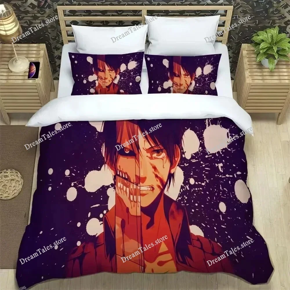 Exquisite 3D Attack On Titan Printed Polyester Wallpaper Print Bedding Set Duvet Cover Comforter Bed Youth Kids Girls Boys Gift0