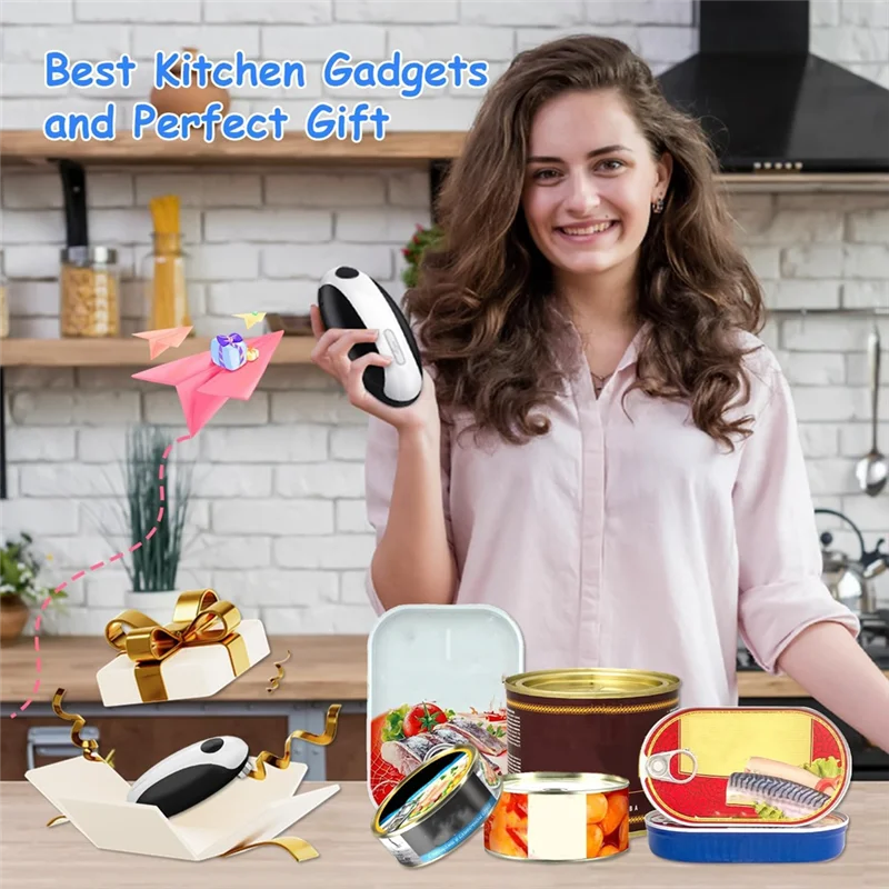 ABBZ-Electric Can Opener USB Rechargeable, Fits All Can Sizes, Portable Kitchen Gadgets