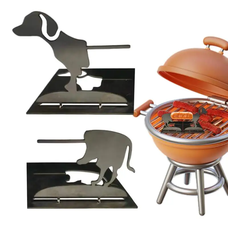 

BBQ Hot Dog Holders Grill 2 pieces Hot Dog Grill Reusable Easy-clean Stainless Puppy Shape Grilling Tools for picnics camping