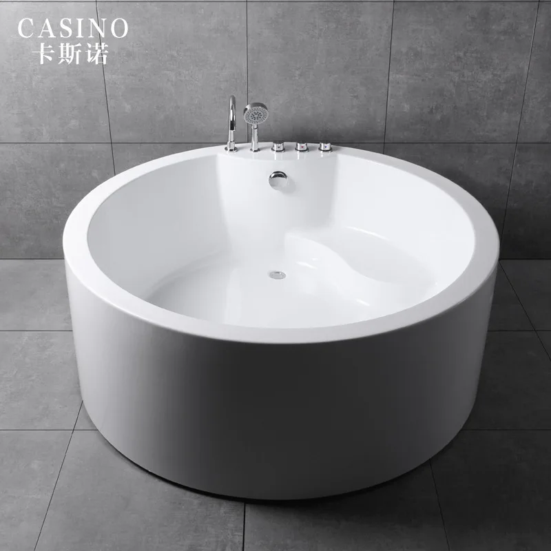 Round Shape White Bath Tub Freestanding Bathroom Bathtubs with Seat